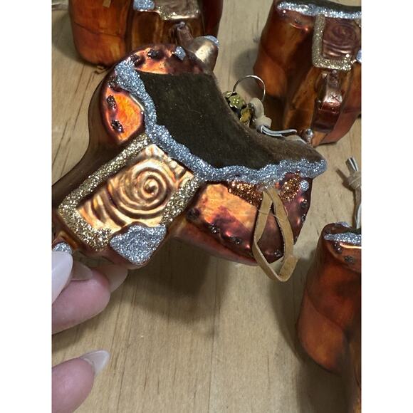 4x Horse Saddle Glass Ornament Americana Western NEW Read! - Picture 3 of 5